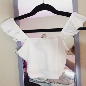Ruffle Sleeve Crop Top